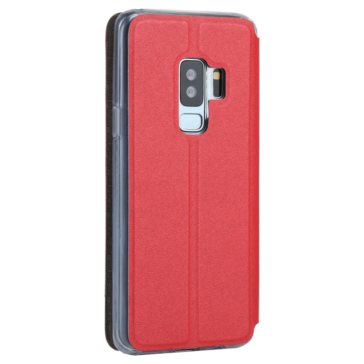 For Galaxy S9+ Frosted Texture Horizontal Flip Leather Case with Call Display ID & SlideUnlock Slip & Holder