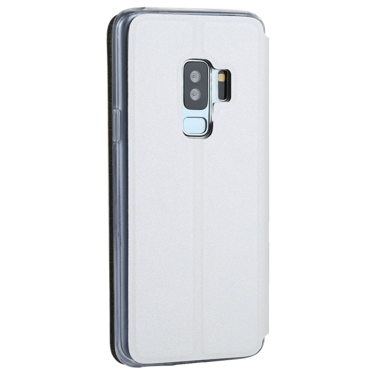 For Galaxy S9+ Frosted Texture Horizontal Flip Leather Case with Call Display ID & SlideUnlock Slip & Holder
