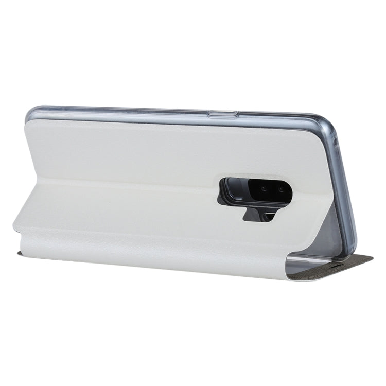 For Galaxy S9+ Frosted Texture Horizontal Flip Leather Case with Call Display ID & SlideUnlock Slip & Holder
