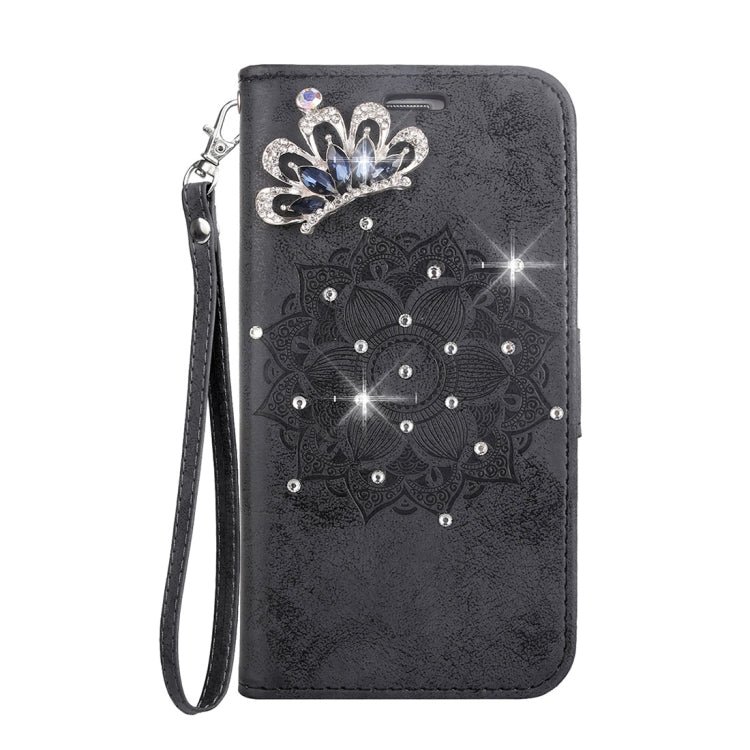 Mandragora Pattern Crystal Encrusted Horizontal Flip Leather Case for Galaxy J4 (2018) (EU Version), with Card Slot & Holder & Wallet & Lanyard