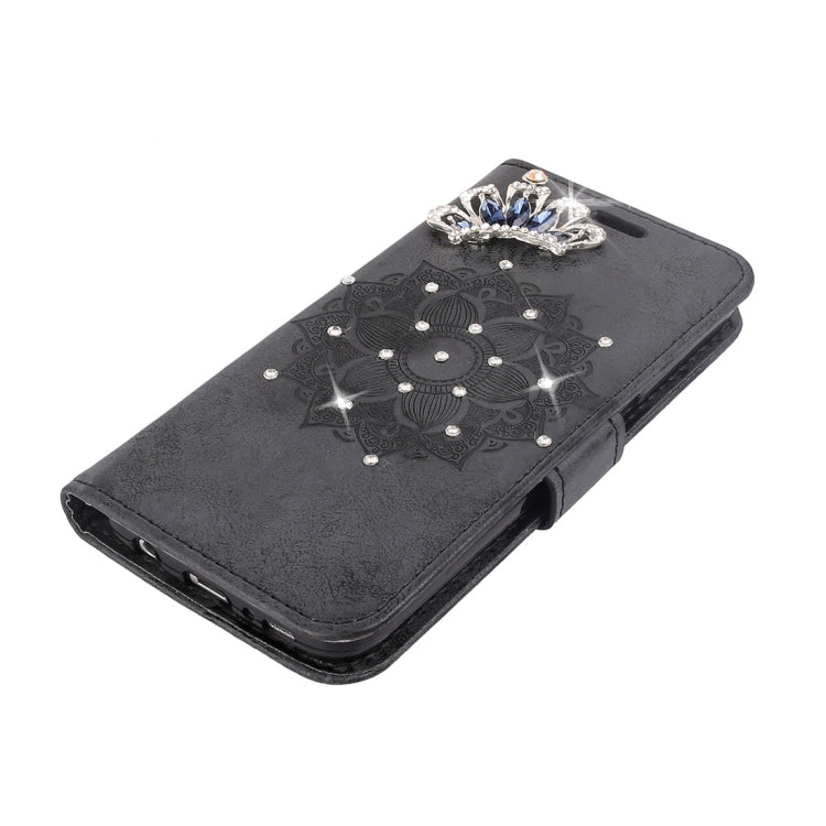 Mandragora Pattern Crystal Encrusted Horizontal Flip Leather Case for Galaxy J4 (2018) (EU Version), with Card Slot & Holder & Wallet & Lanyard
