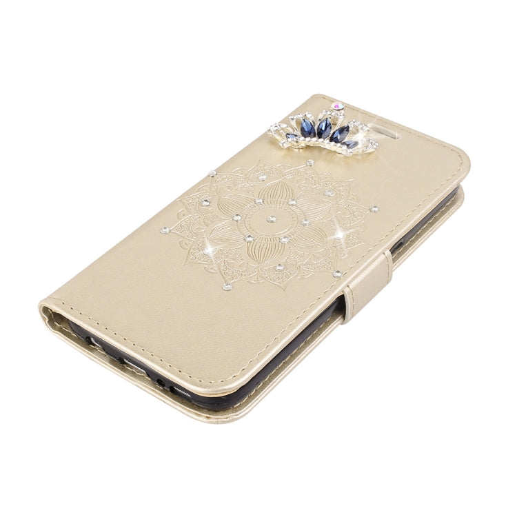 Mandragora Pattern Crystal Encrusted Horizontal Flip Leather Case for Galaxy J4 (2018) (EU Version), with Card Slot & Holder & Wallet & Lanyard