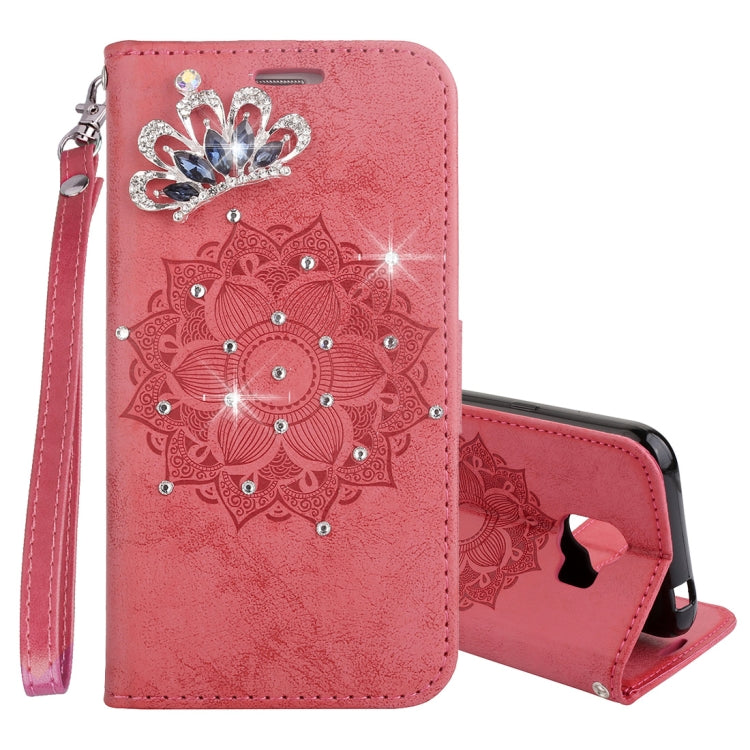 Mandragora Pattern Crystal Encrusted Horizontal Flip Leather Case for Galaxy J4 (2018) (EU Version), with Card Slot & Holder & Wallet & Lanyard