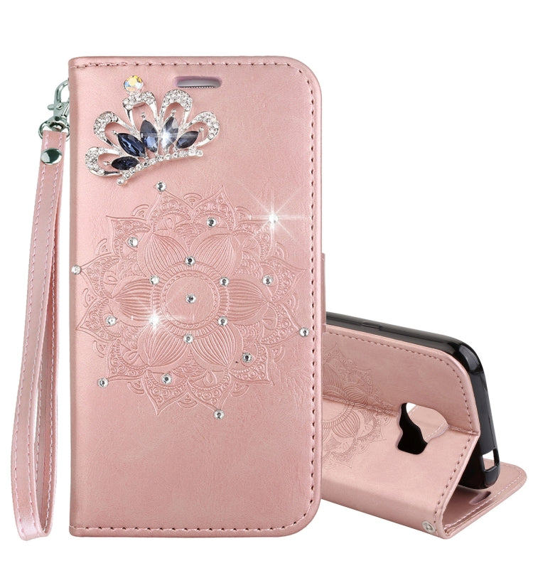 Mandragora Pattern Crystal Encrusted Horizontal Flip Leather Case for Galaxy J4 (2018) (EU Version), with Card Slot & Holder & Wallet & Lanyard