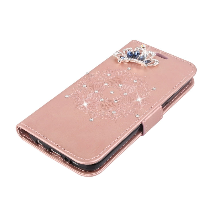 Mandragora Pattern Crystal Encrusted Horizontal Flip Leather Case for Galaxy J4 (2018) (EU Version), with Card Slot & Holder & Wallet & Lanyard