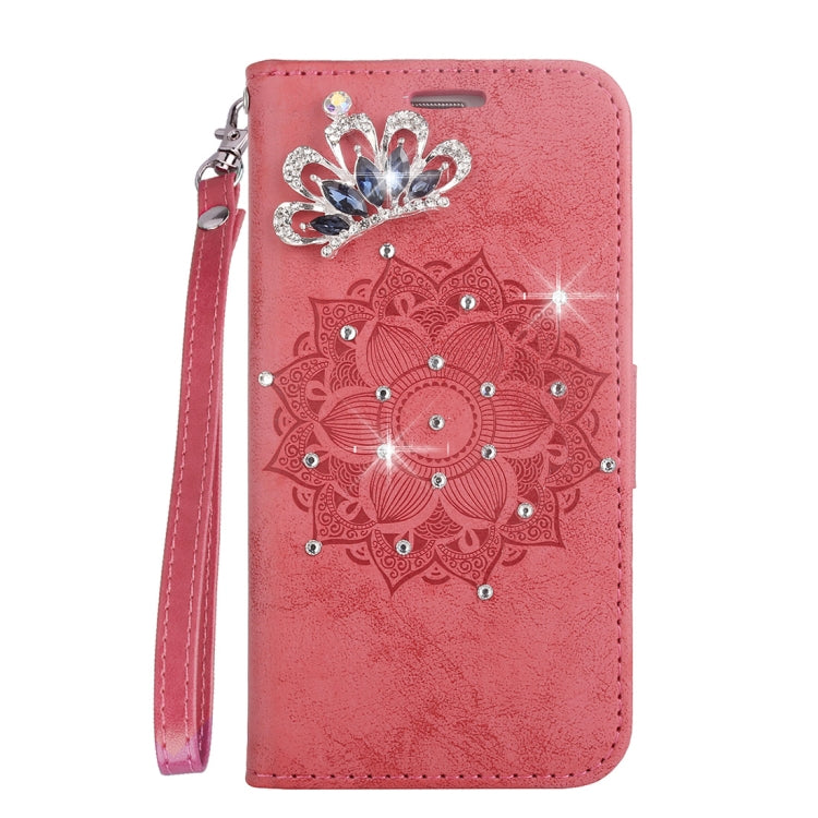 Mandragora Pattern Crystal Encrusted Horizontal Flip Leather Case for Galaxy J4 (2018) (EU Version), with Card Slot & Holder & Wallet & Lanyard