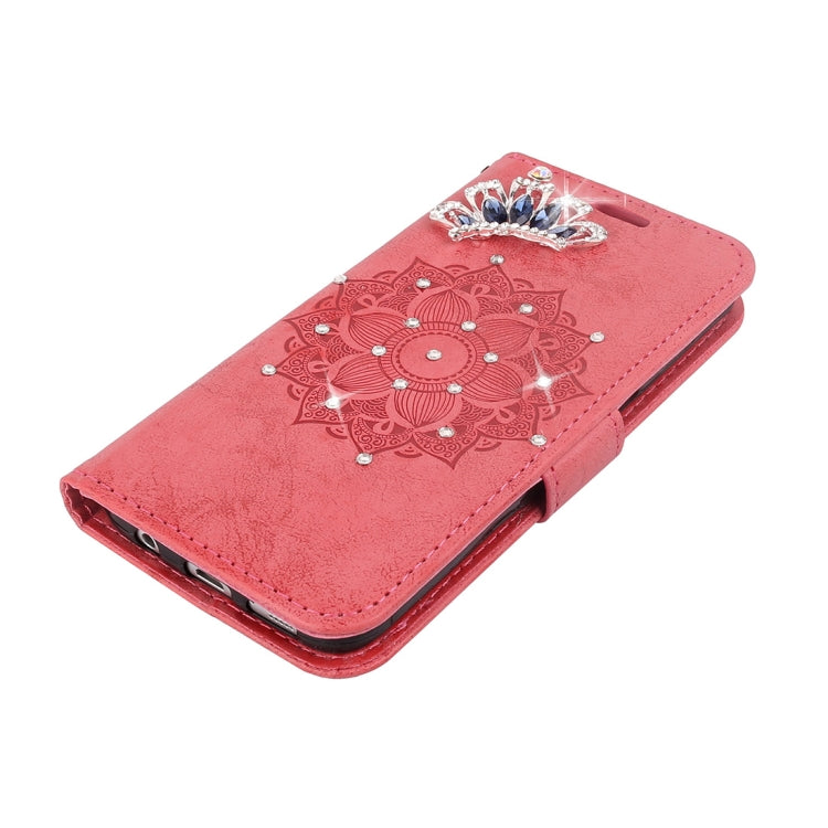 Mandragora Pattern Crystal Encrusted Horizontal Flip Leather Case for Galaxy J4 (2018) (EU Version), with Card Slot & Holder & Wallet & Lanyard