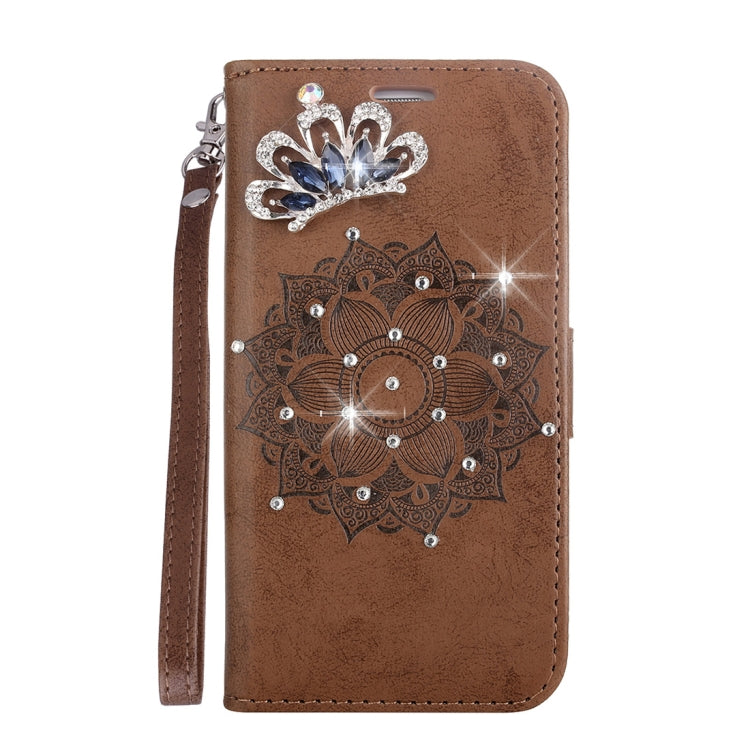 Mandragora Pattern Crystal Encrusted Horizontal Flip Leather Case for Galaxy J4 (2018) (EU Version), with Card Slot & Holder & Wallet & Lanyard