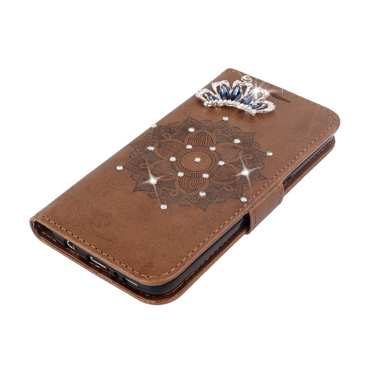 Mandragora Pattern Crystal Encrusted Horizontal Flip Leather Case for Galaxy J4 (2018) (EU Version), with Card Slot & Holder & Wallet & Lanyard