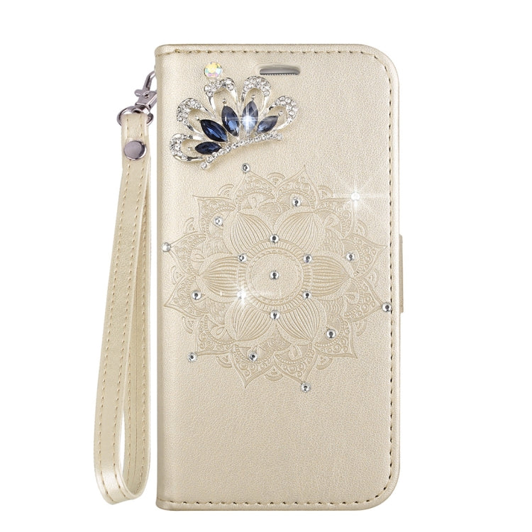 Mandragora Pattern Crystal Encrusted Horizontal Flip Leather Case for Galaxy J6 (2018) (EU Version), with Card Slot & Holder & Wallet & Lanyard