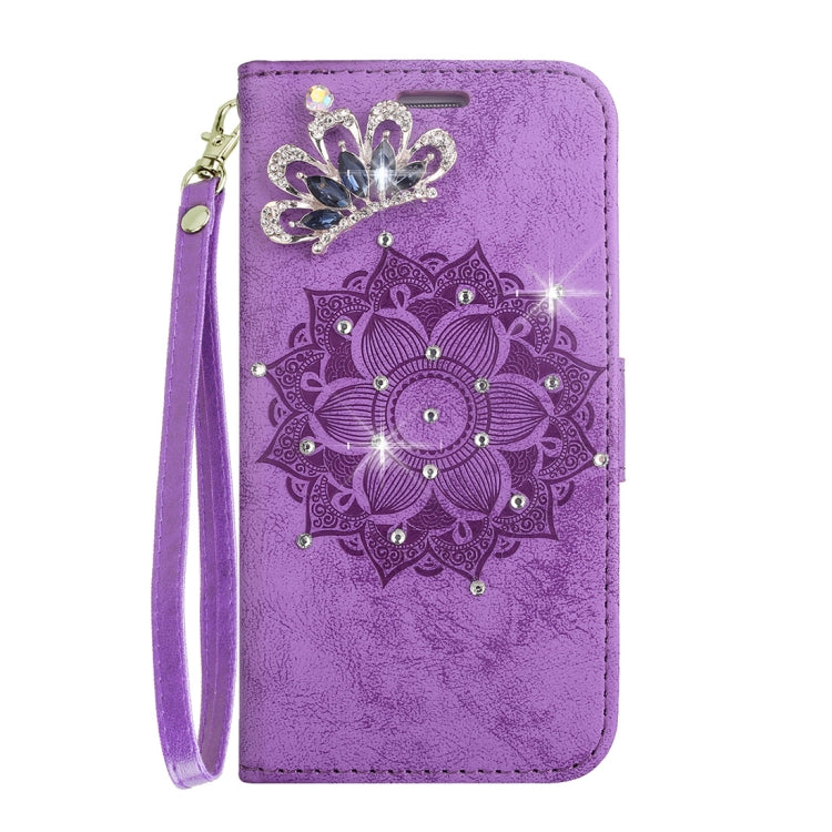 Mandragora Pattern Crystal Encrusted Horizontal Flip Leather Case for Galaxy J6 (2018) (EU Version), with Card Slot & Holder & Wallet & Lanyard