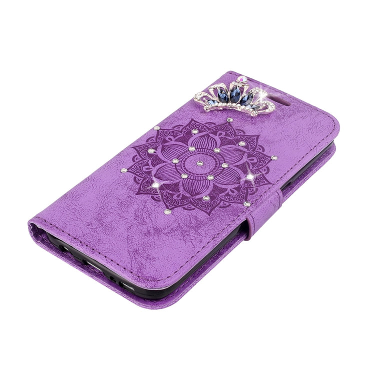 Mandragora Pattern Crystal Encrusted Horizontal Flip Leather Case for Galaxy J6 (2018) (EU Version), with Card Slot & Holder & Wallet & Lanyard