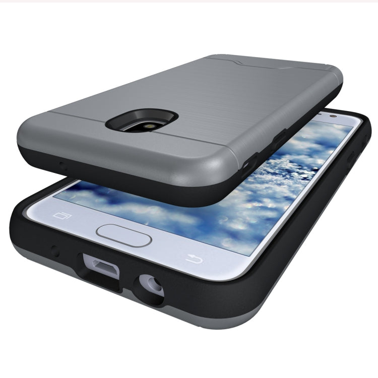 Brushed Texture Case for Galaxy J3 (2018), with Holder & Card Slot
