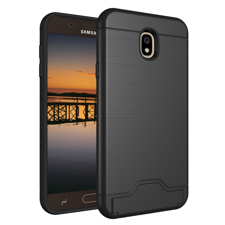 Brushed Texture Case for Galaxy J7 (2018), with Holder & Card Slot