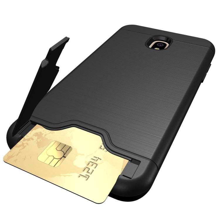 Brushed Texture Case for Galaxy J7 (2018), with Holder & Card Slot