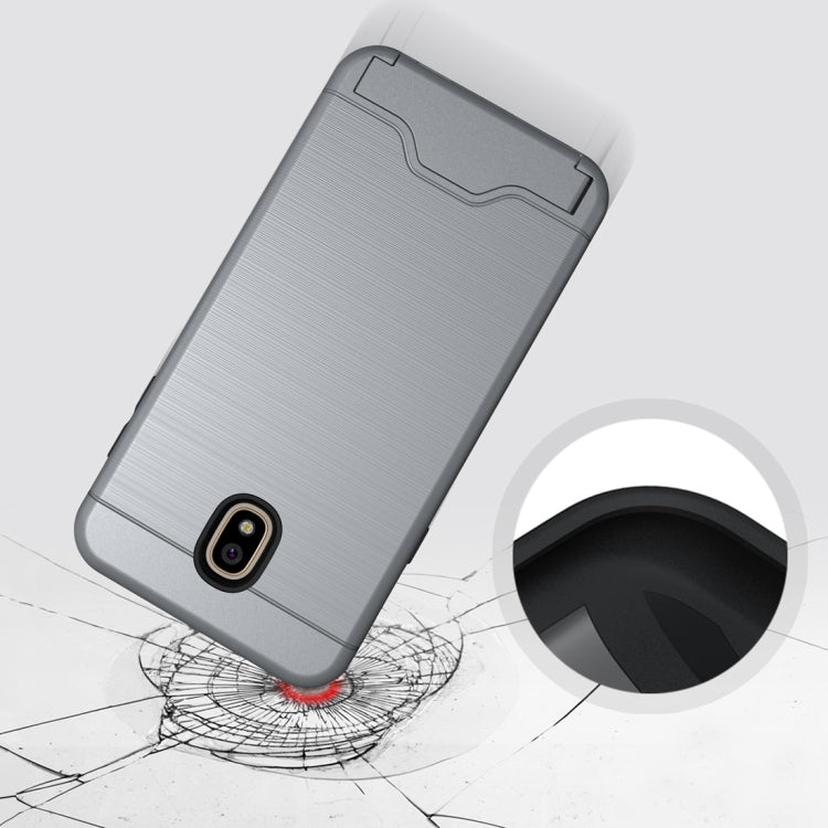 Brushed Texture Case for Galaxy J7 (2018), with Holder & Card Slot