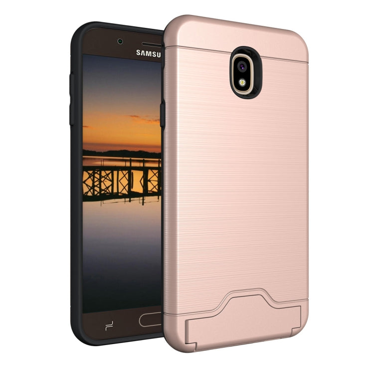 Brushed Texture Case for Galaxy J7 (2018), with Holder & Card Slot