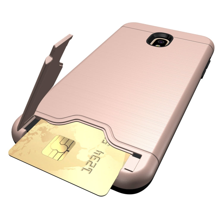 Brushed Texture Case for Galaxy J7 (2018), with Holder & Card Slot