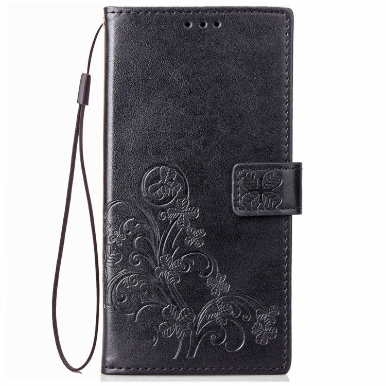 Lucky Clover Pressed Flowers Pattern Leather Case for Galaxy J8 (2018) , with Holder & Card Slots & Wallet & Hand Strap