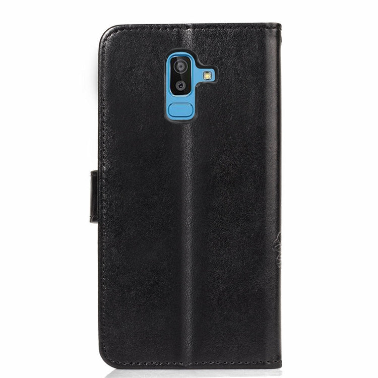 Lucky Clover Pressed Flowers Pattern Leather Case for Galaxy J8 (2018) , with Holder & Card Slots & Wallet & Hand Strap