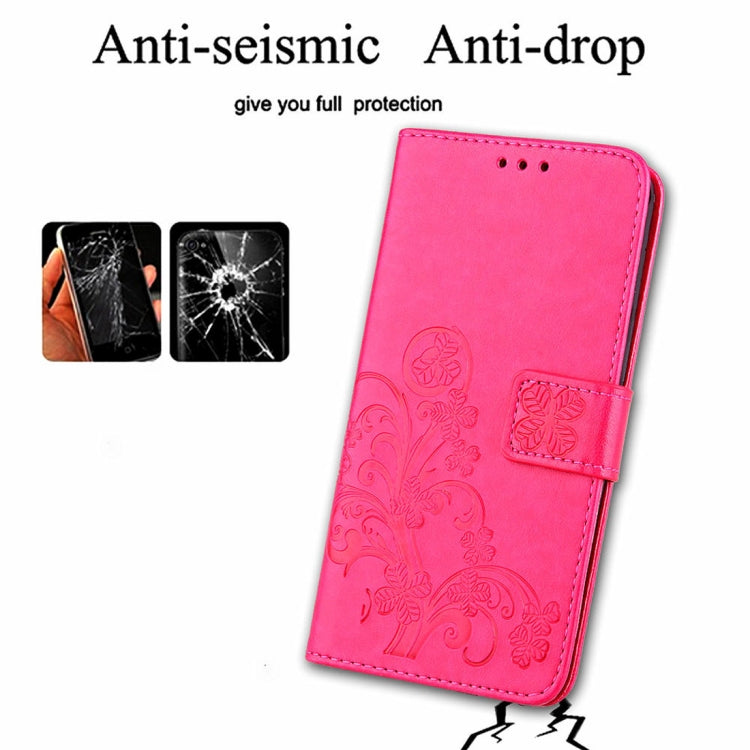 Lucky Clover Pressed Flowers Pattern Leather Case for Galaxy J8 (2018) , with Holder & Card Slots & Wallet & Hand Strap