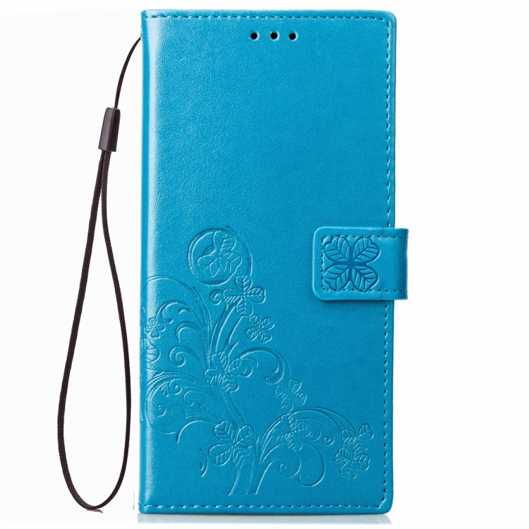 Lucky Clover Pressed Flowers Pattern Leather Case for Galaxy J8 (2018) , with Holder & Card Slots & Wallet & Hand Strap