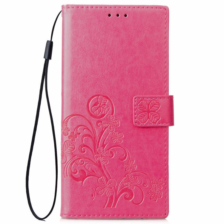Lucky Clover Pressed Flowers Pattern Leather Case for Galaxy J8 (2018) , with Holder & Card Slots & Wallet & Hand Strap