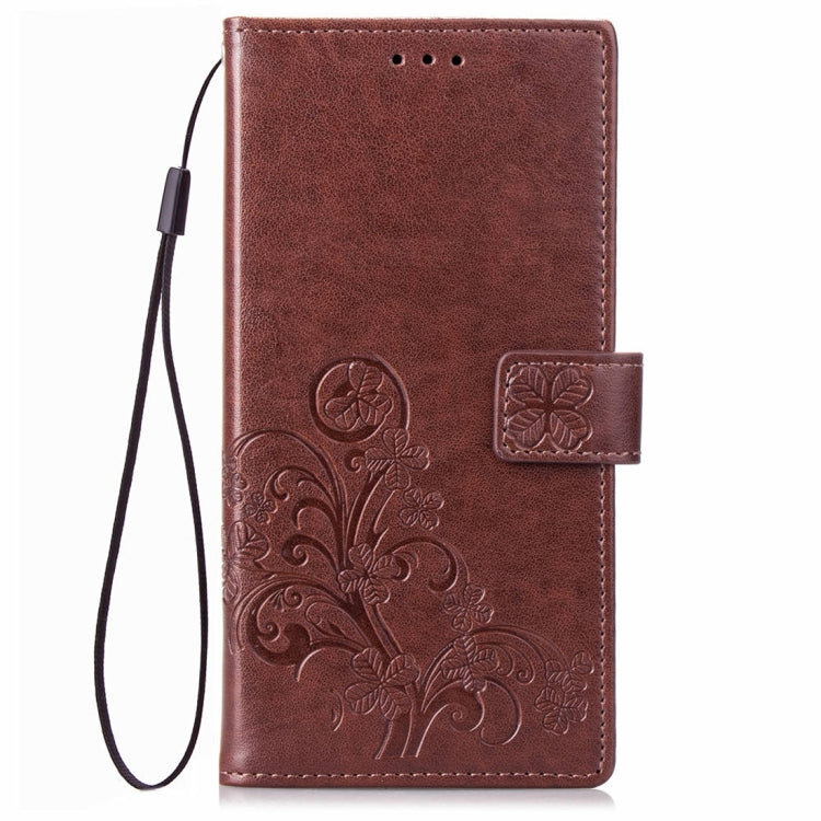 Lucky Clover Pressed Flowers Pattern Leather Case for Galaxy J8 (2018) , with Holder & Card Slots & Wallet & Hand Strap