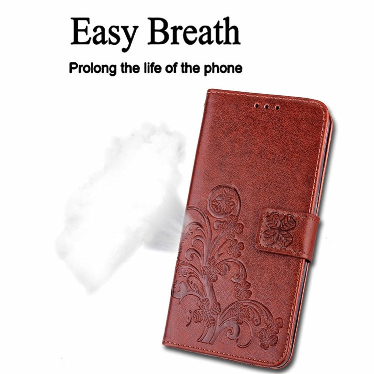 Lucky Clover Pressed Flowers Pattern Leather Case for Galaxy J8 (2018) , with Holder & Card Slots & Wallet & Hand Strap