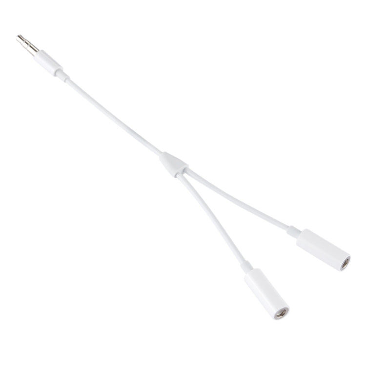 MH028 17cm 3.5mm Male to Dual 3.5mm Female Audio Connector Adapter Cable for Headset, Mobile Phone, Tablet, Computer, Speaker(White)