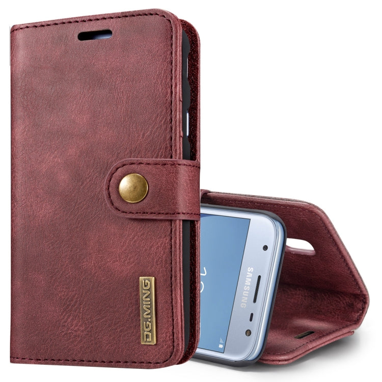 DG.MING for Galaxy J7 (2017) / J730 (EU Version) Crazy Horse Texture Horizontal Flip Detachable Magnetic Protective Case with Holder & Card Slots & Wallet