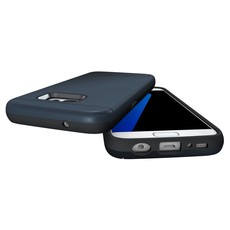 For Galaxy S7 / G930 Brushed Texture Separable TPU + PC Combination Back Case with Card Slot & Holder