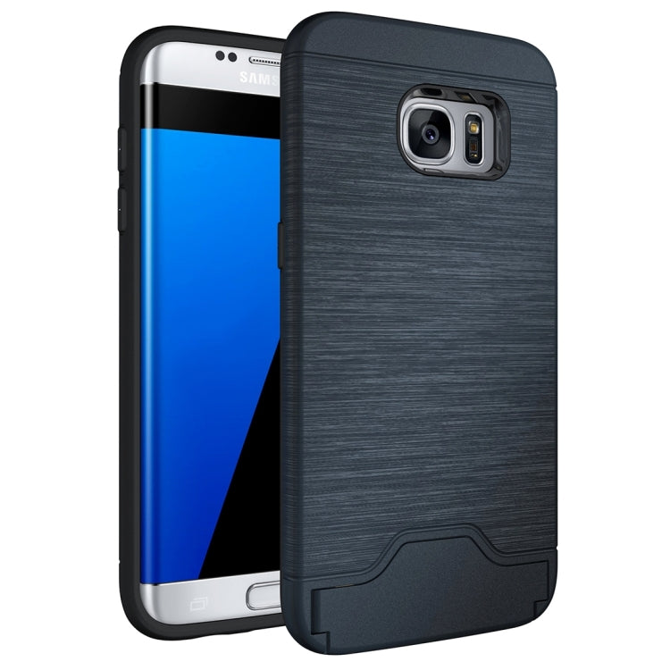For Galaxy S7 Edge / G935 Brushed Texture Separable TPU + PC Combination Back Case with Card Slot & Holder