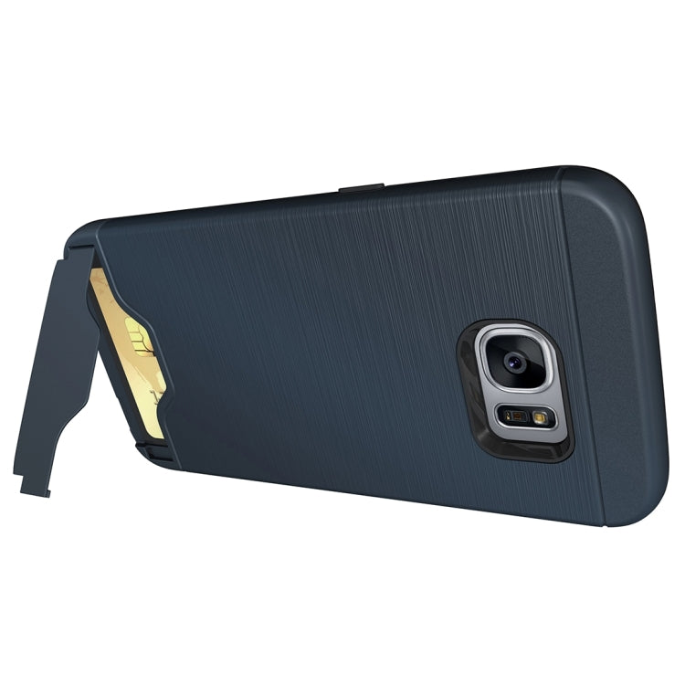 For Galaxy S7 Edge / G935 Brushed Texture Separable TPU + PC Combination Back Case with Card Slot & Holder