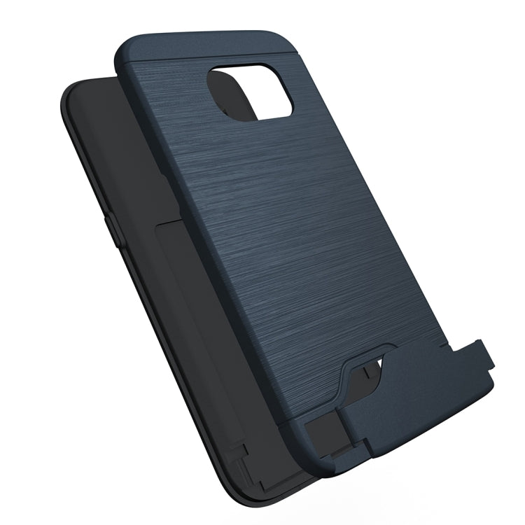 For Galaxy S7 Edge / G935 Brushed Texture Separable TPU + PC Combination Back Case with Card Slot & Holder