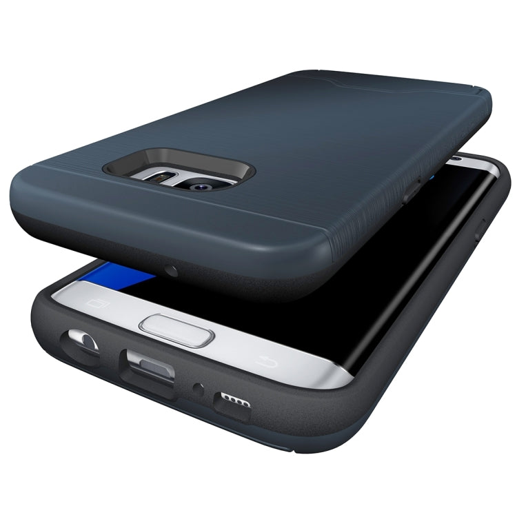 For Galaxy S7 Edge / G935 Brushed Texture Separable TPU + PC Combination Back Case with Card Slot & Holder