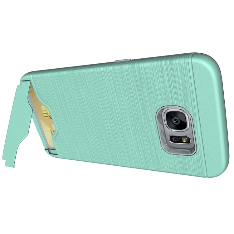 For Galaxy S7 Edge / G935 Brushed Texture Separable TPU + PC Combination Back Case with Card Slot & Holder