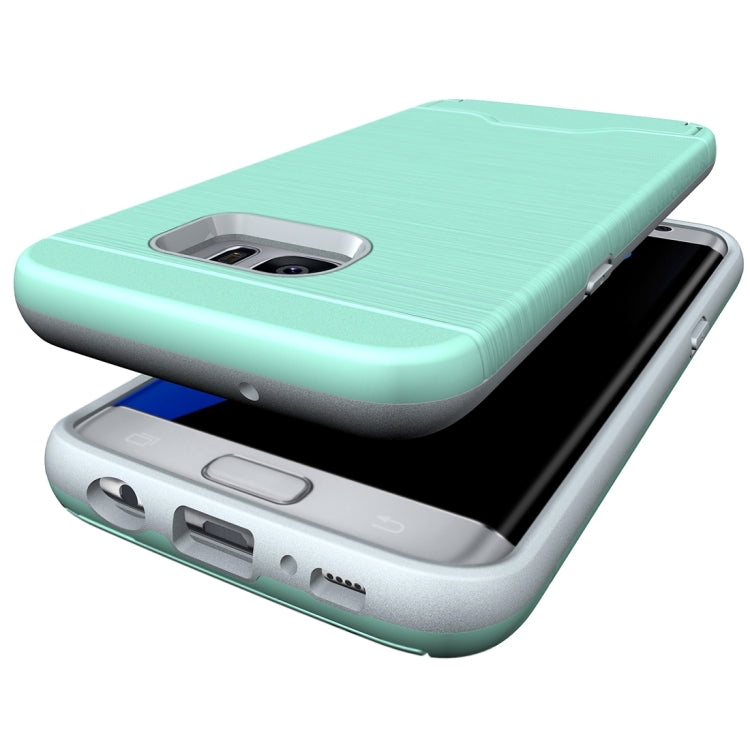 For Galaxy S7 Edge / G935 Brushed Texture Separable TPU + PC Combination Back Case with Card Slot & Holder