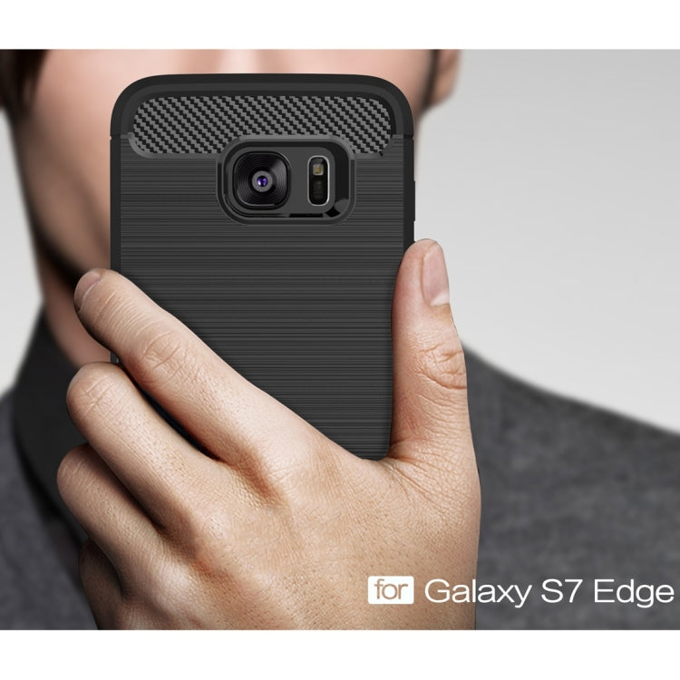For Galaxy S7 Edge / G935 Brushed Texture Fiber TPU Rugged Armor Protective Case