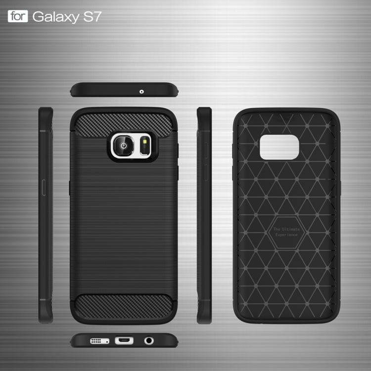 For Galaxy S7 / G930 Brushed Texture Fiber TPU Rugged Armor Protective Case