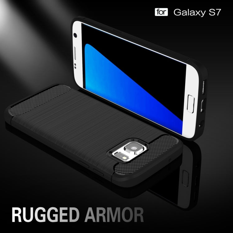 For Galaxy S7 / G930 Brushed Texture Fiber TPU Rugged Armor Protective Case