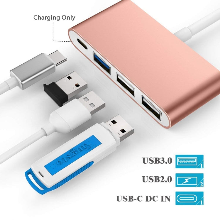 Type C to Type C and USB 3.0 USB 2.0 Port HUB Adapter for New MacBook Pro with Touch Bar(Rose Gold)