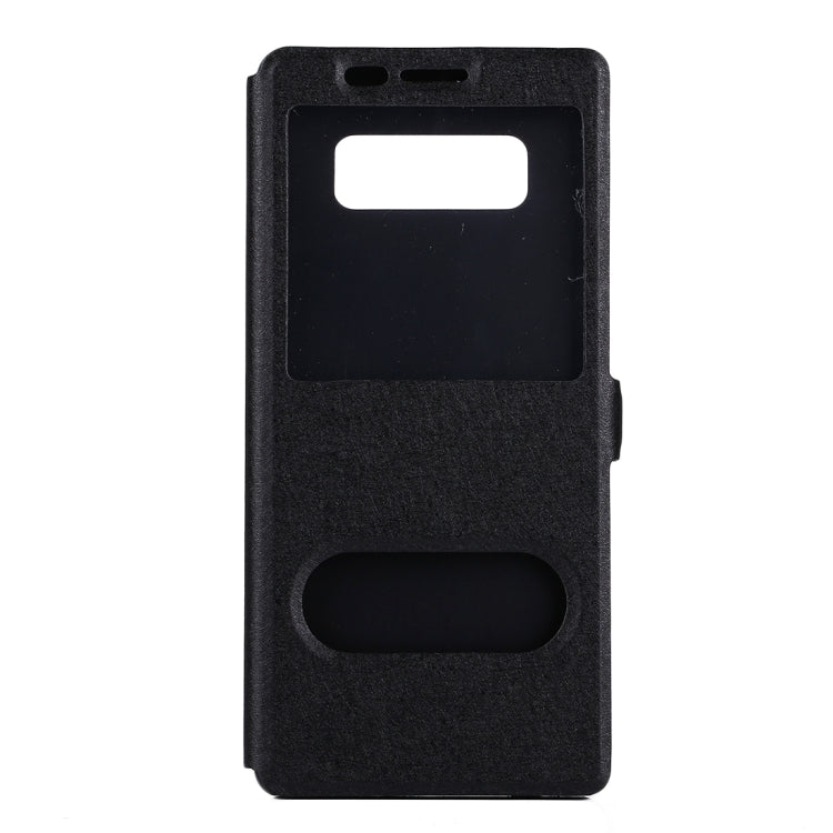 For Galaxy Note 8 Silk Texture Horizontal Flip Leather Case with Call Display ID & Sleep / Wake-up Function & Holder