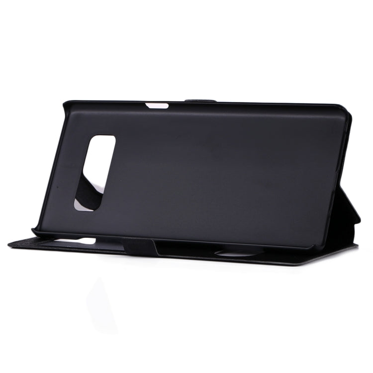 For Galaxy Note 8 Silk Texture Horizontal Flip Leather Case with Call Display ID & Sleep / Wake-up Function & Holder
