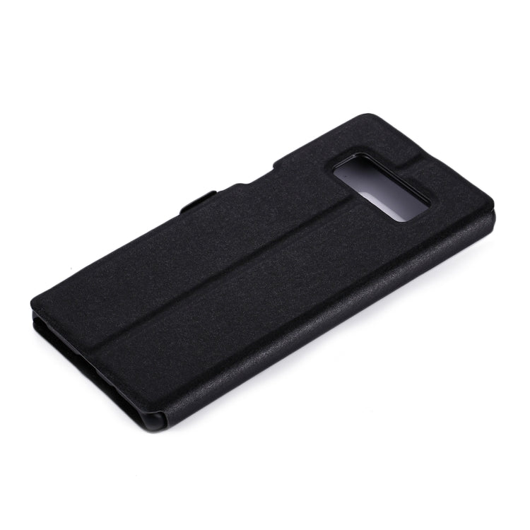 For Galaxy Note 8 Silk Texture Horizontal Flip Leather Case with Call Display ID & Sleep / Wake-up Function & Holder