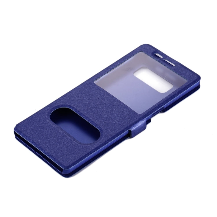 For Galaxy Note 8 Silk Texture Horizontal Flip Leather Case with Call Display ID & Sleep / Wake-up Function & Holder