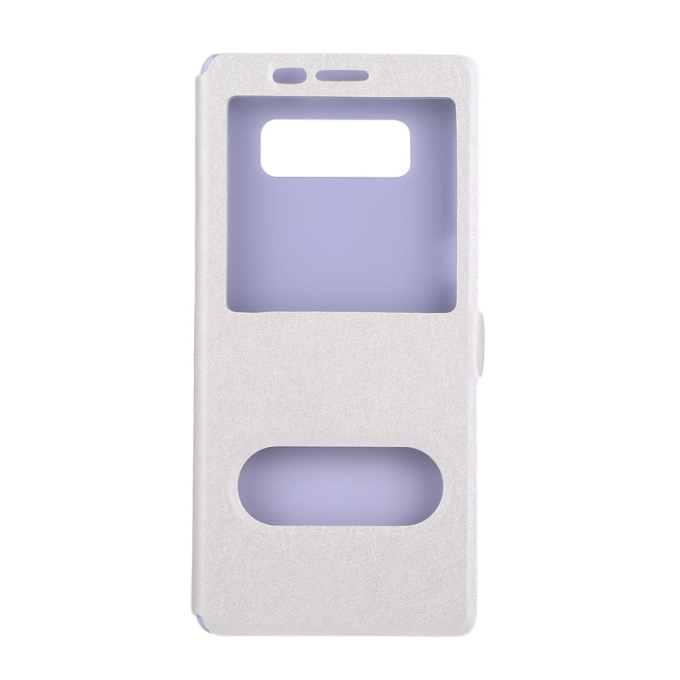 For Galaxy Note 8 Silk Texture Horizontal Flip Leather Case with Call Display ID & Sleep / Wake-up Function & Holder