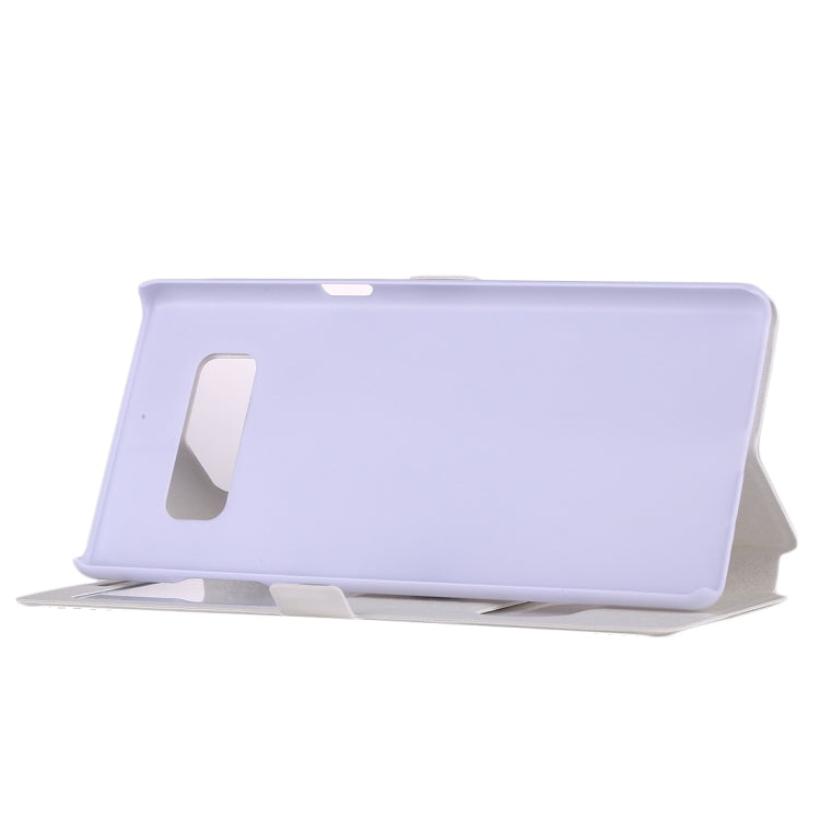 For Galaxy Note 8 Silk Texture Horizontal Flip Leather Case with Call Display ID & Sleep / Wake-up Function & Holder