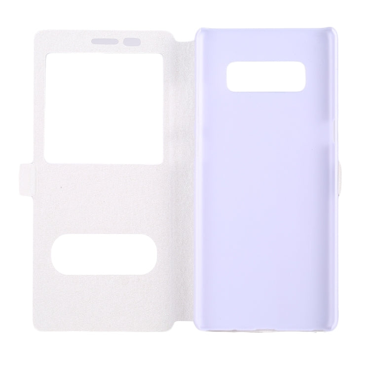 For Galaxy Note 8 Silk Texture Horizontal Flip Leather Case with Call Display ID & Sleep / Wake-up Function & Holder