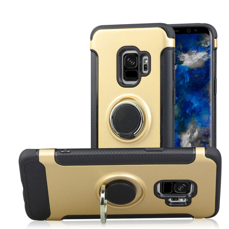 For Galaxy S9 TPU + PC Shockproof Protective Back Case with Rotatable Ring Holder